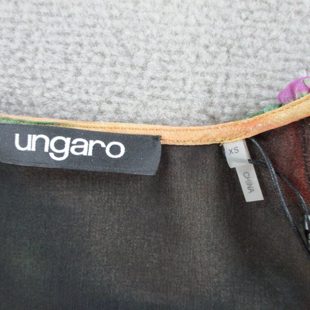 UNGARO Ariel Foiled Garden Blouse Womens XS Apricot Multi Floral Print NWT $595 - Picture 5 of 11